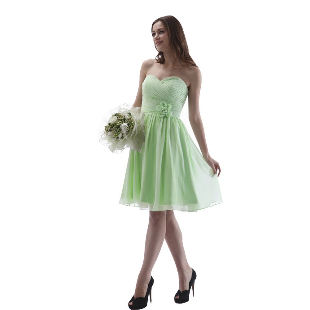 Kivary Women's Chiffon Sweetheart Floral Short Beach Bridesmaid Dresses Lime Gre