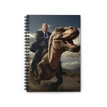 President Donald Trump Riding A T-REX Dinosaur Spiral Notebook Ruled Line - £19.69 GBP