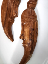 Vintage Carved Wood Tribal Face Side View 20&quot; Wall Hangings U189 - £104.41 GBP
