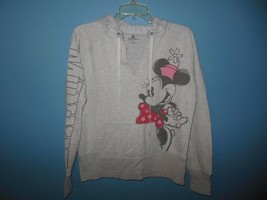 Juniors Disney Parks Minnie Mouse Gray Hooded Top Large - £7.82 GBP