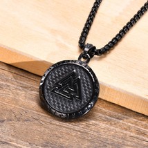 Vnox Stylish Norse Viking Necklace for Men, Stainless Steel Runic Valknut Amulet - £13.96 GBP