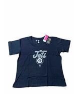 New Winnipeg Jets Women&#39;s Navy S/S V-Neck T-Shirt Glitter Sparkle Logo N... - $26.46 CAD