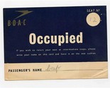B O A C Seat Occupied Card 1946 Place Card British Overseas Airways Corp... - £69.85 GBP