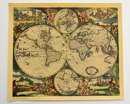 World Map 1690 by Hoffmann-La Roche Drug Co M5 Series 1950s Reproduction - £15.88 GBP