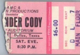 Biglietto Del Concerto Di Commander Cody 1 Dicembre 1972 Dallas Texas - $59.38