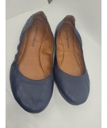 Women&#39;s Lucky Brand Emmie Leather Blue ballet flats shoes ballet core Sz 9 - £22.94 GBP