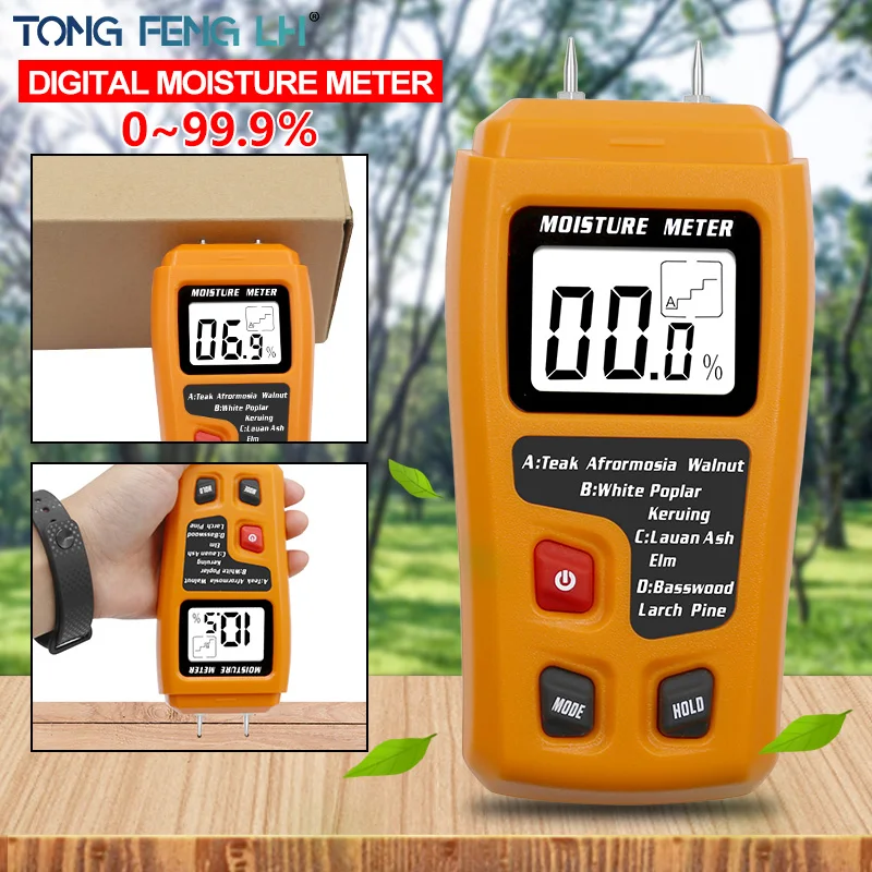 Orange 0-99.9% Two Pins Digital  Moisture Meter  Humidity Tester Hygrometer Timb - £168.67 GBP