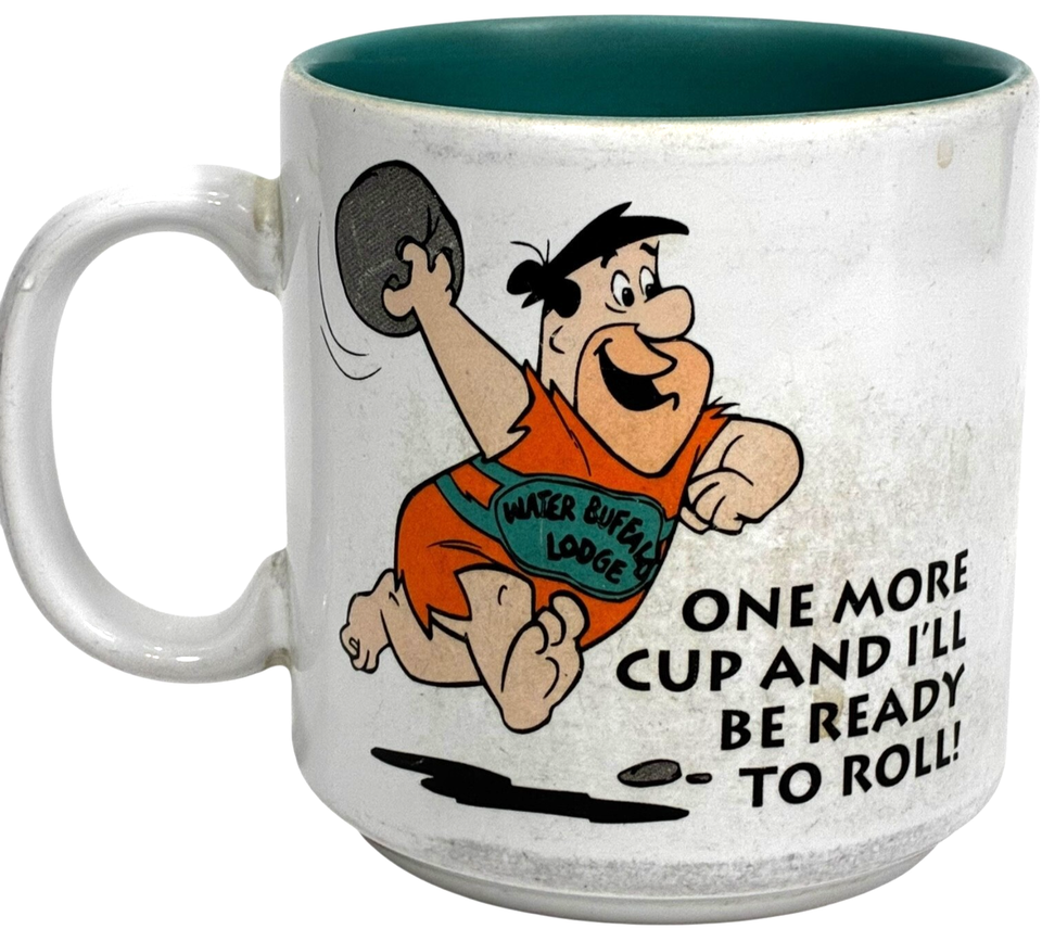 flintstones 1994 fred flintstone bowling mug by Hanna Barbera, 11 ounces - $17.58