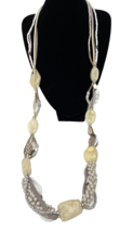 Chico&#39;s Multi Strand Beaded Necklace White/Beige - $14.24