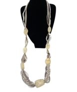 Chico&#39;s Multi Strand Beaded Necklace White/Beige - $14.24