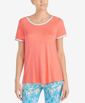 Layla Womens Sleepwear Contrast Trim Pajama Top Only,1-Piece,Coral,Small - £30.81 GBP