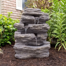 Outdoor Rock Water Fountain Nature Spring 3-Tier - £221.90 GBP