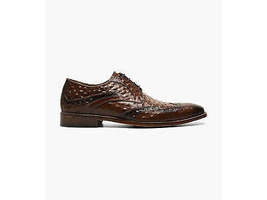Stacy Adams Gennaro Wingtip Oxford Ostrich Print Leather Cognac 25537-221 image 3