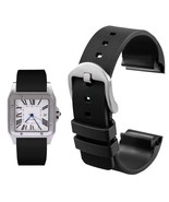 20/23mm Silicone Rubber Strap for Cartier Santos 100 Watch Buckle Clasp - £18.88 GBP+