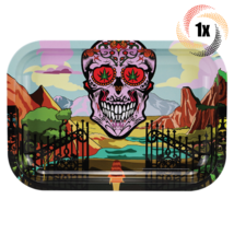 1x Tray Zooted Brandz Metal Rolling Tray Magnet Lid | Zotted Land Skully Planet - £15.11 GBP