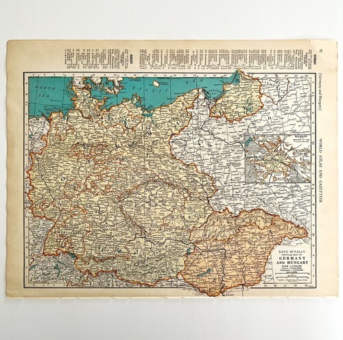 Germany Hungary Poland 1935 Map Berlin Europe 14 x 11" LGAD99 Item image 2
