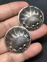 Vintage Art Deco  Clip On Earrings Statement Silver Tone Davis Whiting - £40.21 GBP