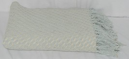 Split P Brand 85180 Light Blue White Sea Twill Weave Tasseled Throw Blanket - £17.37 GBP