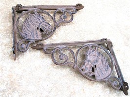 SOLID cast iron horse head shelf brackets - £19.86 GBP