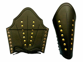 Mens Leather Arm Guards Costume Armor Vambraces Greaves Black for Halloween Gift - £40.40 GBP