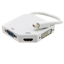 Mini DisplayPort Male to HDMI, VGA, or DVI female, 3-IN-1 Video Adapter, Supp... - £24.88 GBP