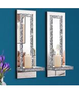 Mirrored Candle Sconces, Silver Wall Candle Holder Set Wall Decorations - $452.39 MXN