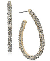 Charter Club Womens Gold-Tone Pavé Crystal Elongated 1-4/5&quot; Hoop Earrings - $20.00