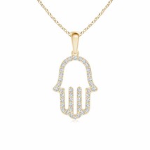 ANGARA Diamond Hamsa Hand Pendant Necklace in 14K Gold | (Grade-GVS2, 0.26 Ctw) - £688.54 GBP