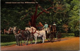 Colonial Coach And Four Horses Williamsburg Virginia Postcard - £7.84 GBP