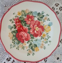 Four (4) Pioneer Woman ~ Vintage Floral Red ~ 8.5&quot; ~ Stoneware ~ Salad Plates - £35.21 GBP