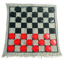 3 In 1 Giant Checkers Set And Tic Tac Toe Game With Reversible Rug - Ind... - £24.98 GBP