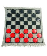 3 In 1 Giant Checkers Set And Tic Tac Toe Game With Reversible Rug - Ind... - £25.49 GBP