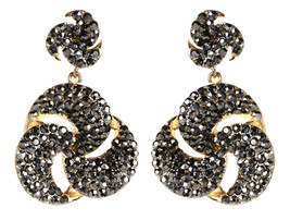 Amrita Singh Gold Tone Gunmetal Crystal  Per Se Dangle Earrings ERC 4072 NWT  - £16.97 GBP