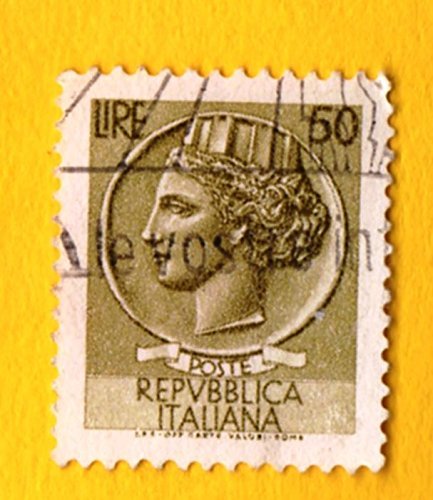Used Italy Postage Stamp (1968) 50L Syracusean Coin - Scott # 998J - $0.97