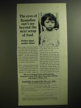 1974 Foster Parents Plan, Inc. Ad - The eyes of Remedios can&#39;t see beyond - £14.44 GBP