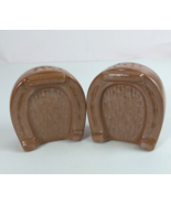Vintage Light Brown Horseshoe 3.25&quot; Salt &amp; Pepper Shakers - $266.23 MXN