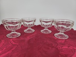 4 Federal Glass Small Clear 4 oz Glass Colonial Panel Pedestal Dishes Vintage  - £11.13 GBP
