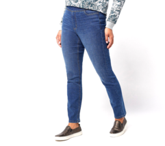 Denim &amp; Co. Cozy Touch Slim Straight Jeans- Deep Indigo, PLUS 18 - £22.76 GBP