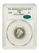 1894 5c PCGS/CAC Proof 66+ ex: D.L. Hansen - £2,163.19 GBP