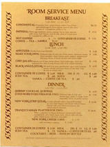 Transylvanian Hotel Room Service Menu - £21.90 GBP