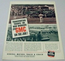 1942 Print Ad GMC Trucks &amp; Buses WW2 Transporting Troops &amp; War Workers - $14.24