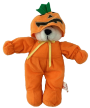 King Plush White Bear Plush Stuffed Animal Orange Jack O Lantern Suit Halloween - £10.52 GBP