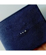 Men Stingray Leather Wallet genuine stingray Leather Navy Perfect men gift  - $35.00