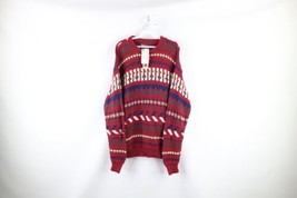 NOS Vtg 90s Streetwear Mens Medium Rainbow Fair Isle Knit Crewneck Sweater USA - £63.26 GBP