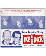 Keep America Strong With Ike and Dick Eisenhower  Bi-Fold 1956 Campaign ... - $29.46 CAD