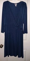 Chico&#39;s Travelers Sz.3 (XL) Faux Wrap Twist Front Midi Dress Indigo Blue  - £21.77 GBP