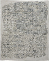 9' X 12' Green Blue And Ivory Abstract Hand Woven Area Rug - €1.974,19 EUR