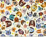 Cotton Fur-ever Friends Dog Faces Paw Bones Ivory Fabric Print by Yard D... - $15.95