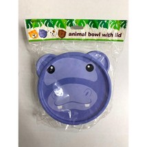 New Animal Bowl With Lid Purple Hippo Plastic - £4.74 GBP