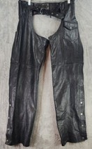 Pro Sport Leather Chaps Unisex Extra Large Black Distressed Motorcycle Biker - £37.97 GBP